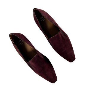 Aquatalia Womens Size US8 Deep Wine Red Marcella Flats Suede Pointed Toe Loafers